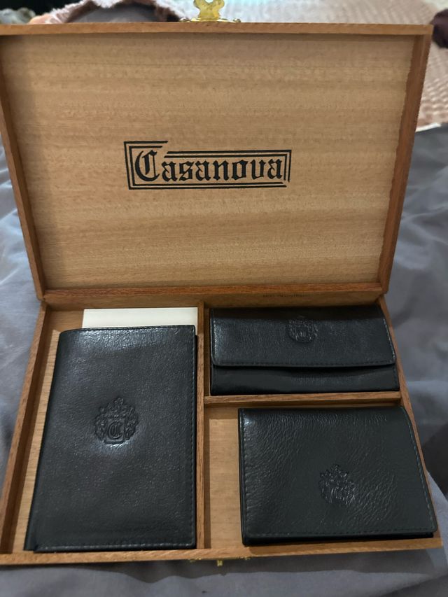 Conjunto Cartera Piel Casanova Negro