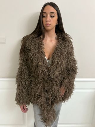 Pelliccia ecofur donna Mongolia marrone