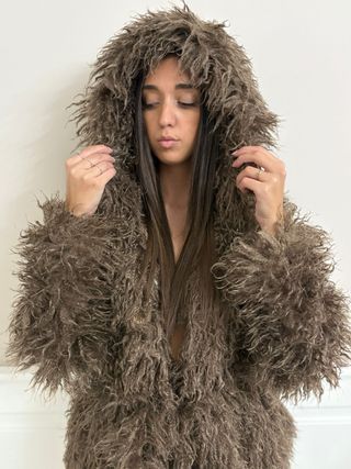 Pelliccia ecofur donna Mongolia marrone