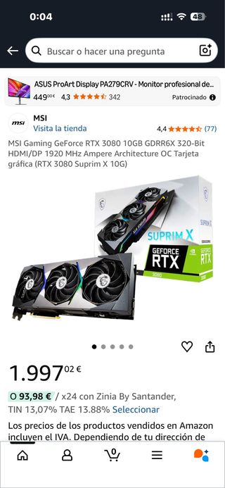 MSI RTX 3080 Suprim X 10GB GDDR6X
