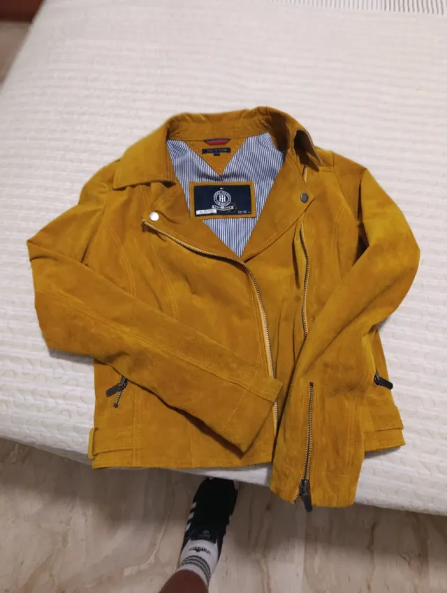 Giubbotto in pelle Tommy Hilfiger giallo da donna