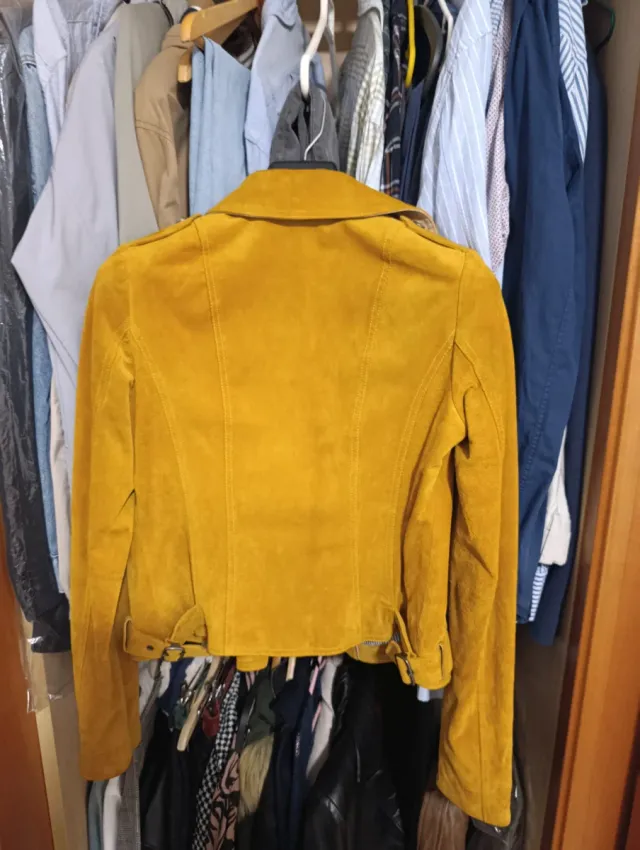 Giubbotto in pelle Tommy Hilfiger giallo da donna