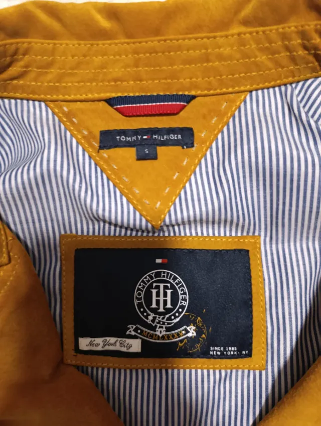 Giubbotto in pelle Tommy Hilfiger giallo da donna