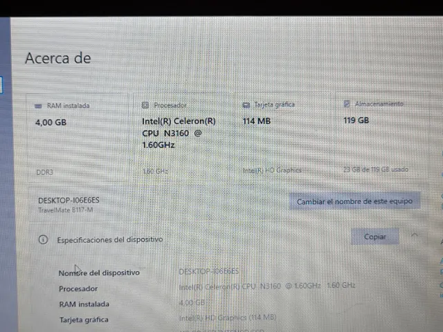 Acer TravelMate B117 Negro