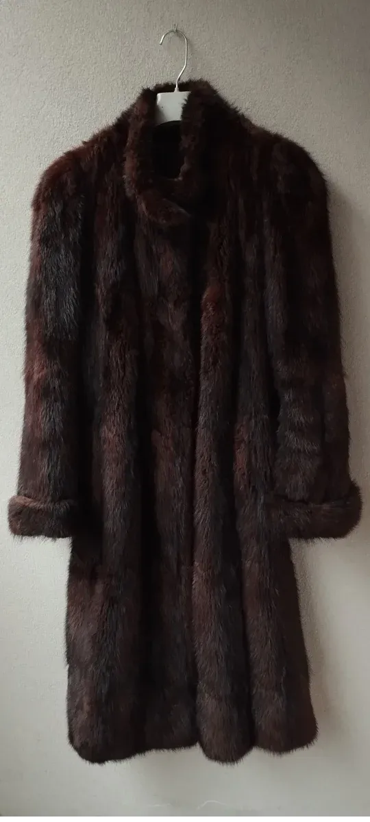 Abrigo vintage de ramusqué marrón (piel natural)