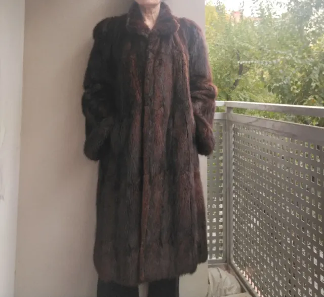 Abrigo vintage de ramusqué marrón (piel natural)