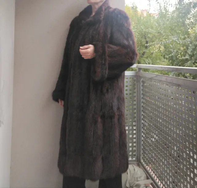 Abrigo vintage de ramusqué marrón (piel natural)