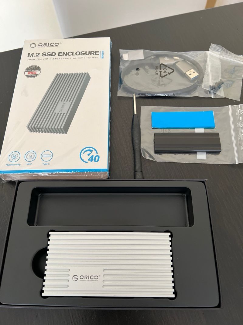 Carcasa ORICO M.2 NVMe 40Gbps Plata
