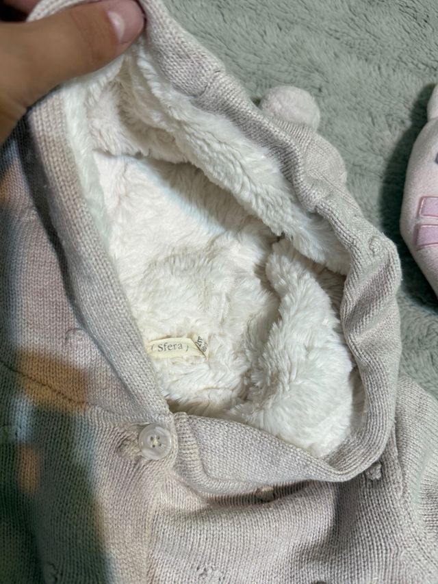 Abrigo y gorro niña 80 cm