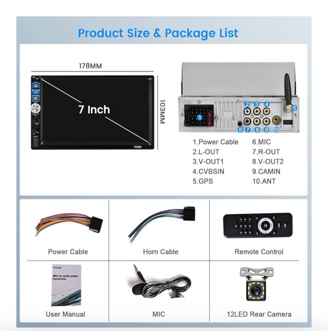 Radio Coche HIKITY 1 DIN CarPlay Wireless