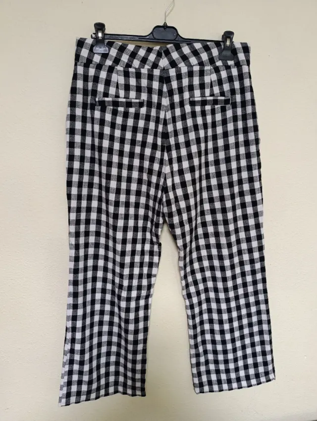 Pantalón cuadros vichy blanco y negro