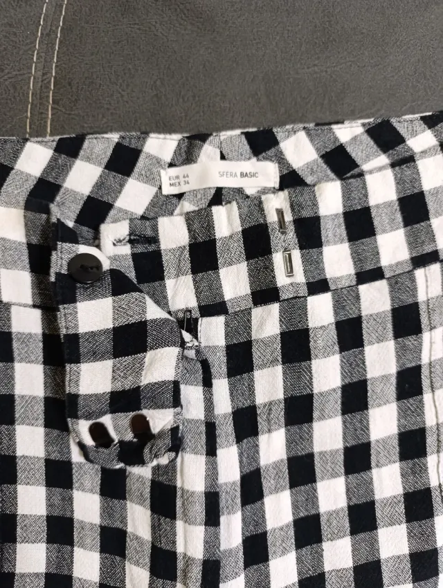 Pantalón cuadros vichy blanco y negro
