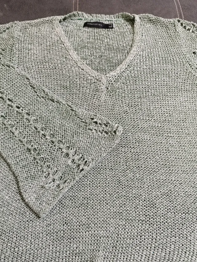 Jersey Cortefiel verde menta calado