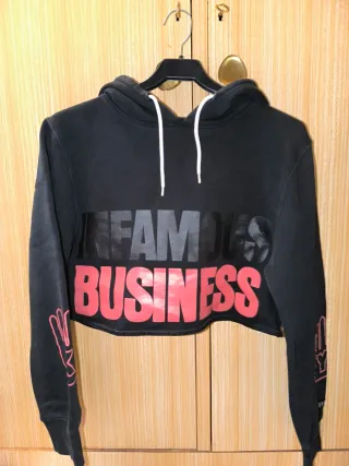 Sudadera Grimey Crop Top Negra y Rosa Talla Única