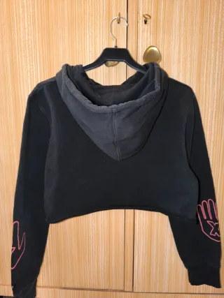 Sudadera Grimey Crop Top Negra y Rosa Talla Única