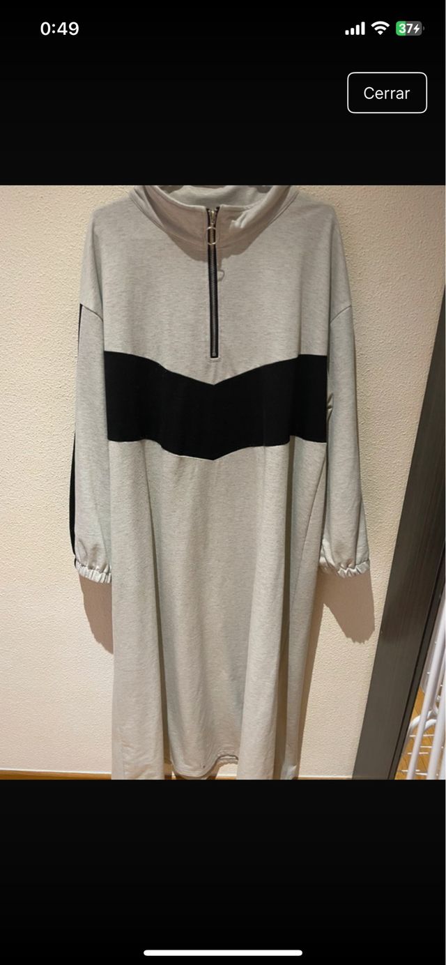 Vestido largo gris y negro