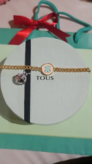 Pulsera Tous Oso Azul y Dorada