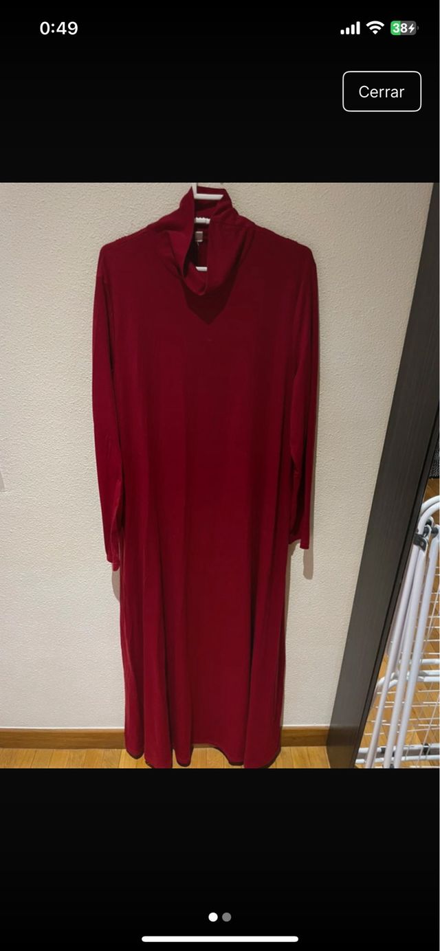 Vestido largo cuello alto rojo