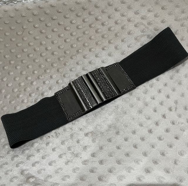 Cintura elastica grigio antracite con strass