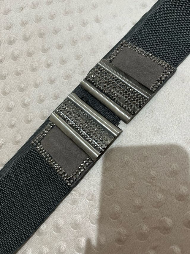 Cintura elastica grigio antracite con strass