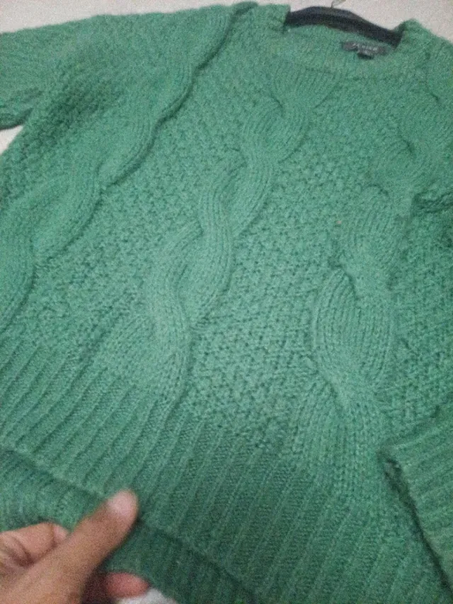 Jersey tejido grueso verde talla L