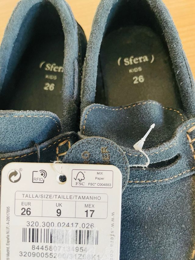 Mocasines niño Sfera piel azul talla 26