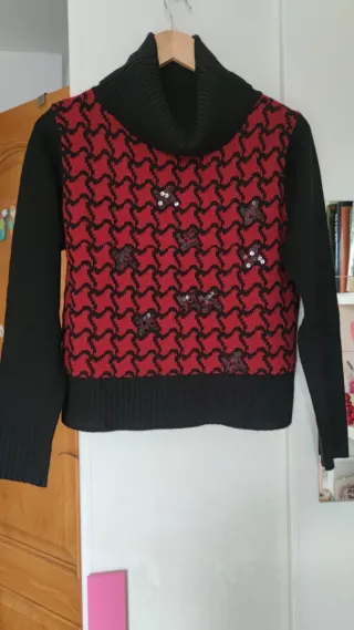 Jersey Suchita Lana (acrílico) Negro/Rojo Talla M-