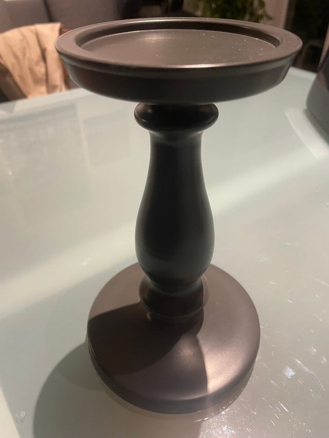 Portacandele in metallo nero/grigio