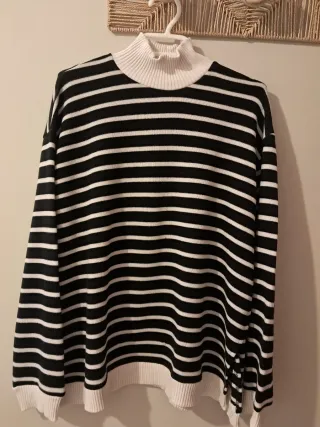 Jersey rayas cuello alto mujer