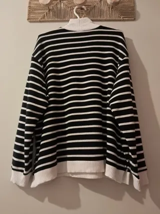 Jersey rayas cuello alto mujer