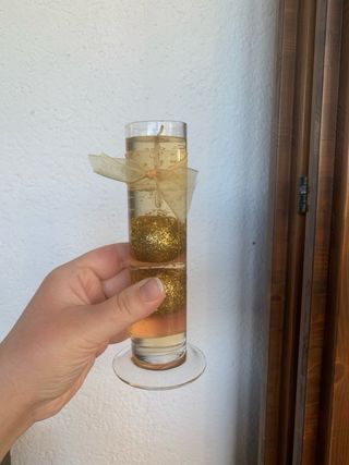 Set 3 candele glitter oro trasparenti