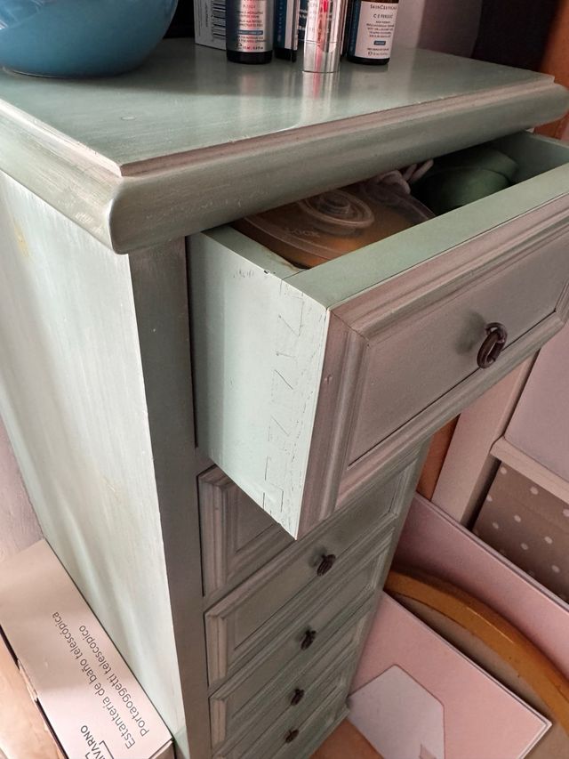 Cajonera de madera turquesa