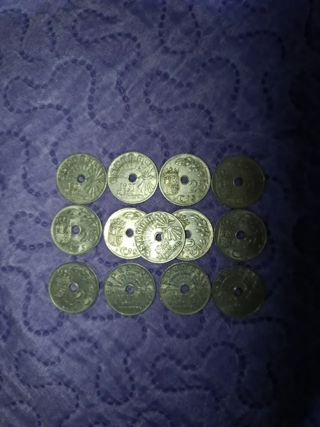 Monedas 25  céntimos 1937.
