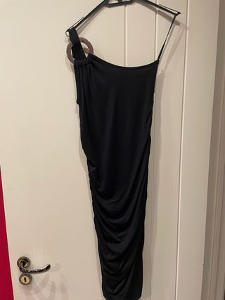 Abito monospalla arricciato nero