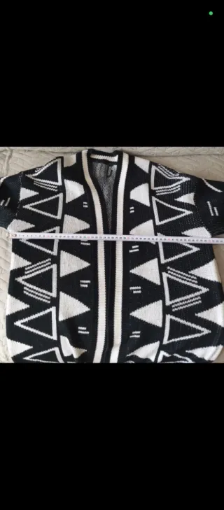 Chaqueta larga mujer geométrica sin cierre