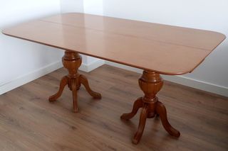 Mesa libro de comedor ampliable de madera de roble