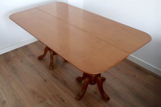 Mesa libro de comedor ampliable de madera de roble