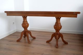 Mesa libro de comedor ampliable de madera de roble