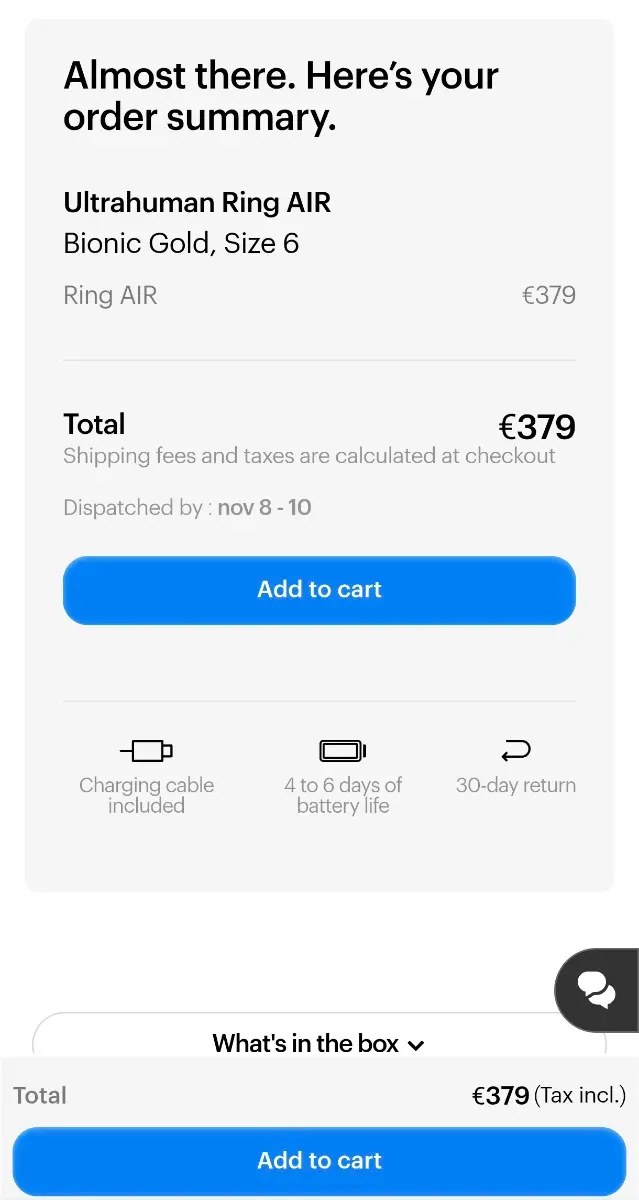 ULTRAHUMAN AIR S06 Anillo Inteligente Dorado