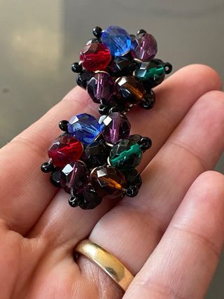 Orecchini Vintage Clip Vetro Multicolor