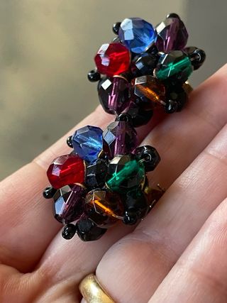 Orecchini Vintage Clip Vetro Multicolor