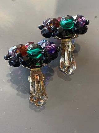 Orecchini Vintage Clip Vetro Multicolor