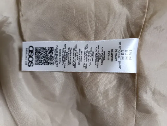 Abrigo peluche ASOS beige/marrón