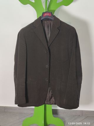 Giacca uomo vintage marrone righe Tessuti Sondrio