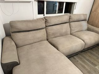 Sofá Chaiselongue Relax Eléctrico Beige/gris