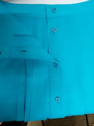 Gonna a pieghe blu con bottoni