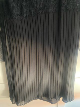 Vestido Zara tul negro falda plisada T-L