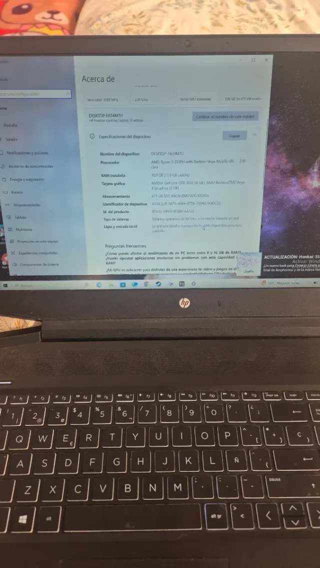 Portátil HP pavilion 15-ec0xxx