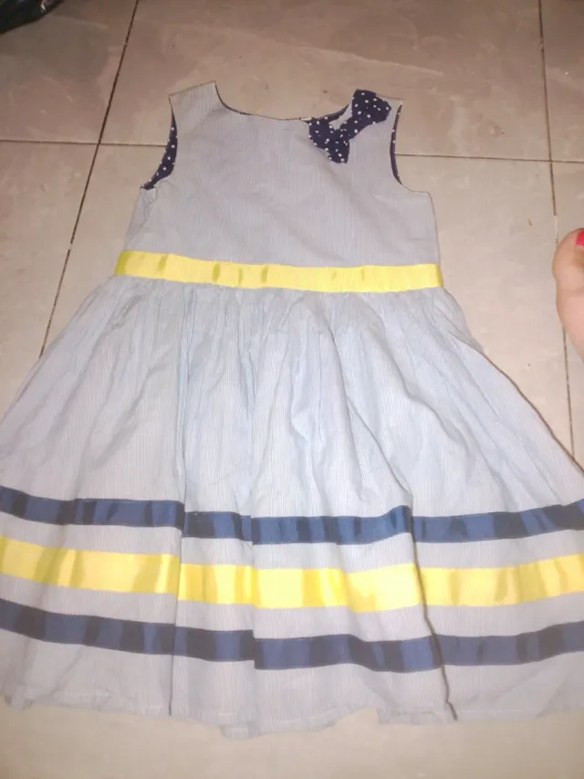 Vestido rayas azul y amarillo talla 3)/4