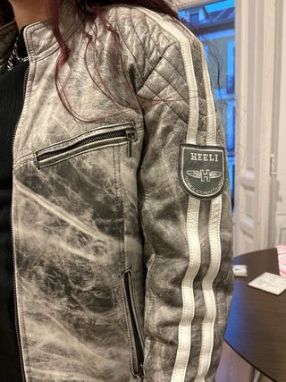 Cazadora Biker Cuero Desgastado piel moto motera